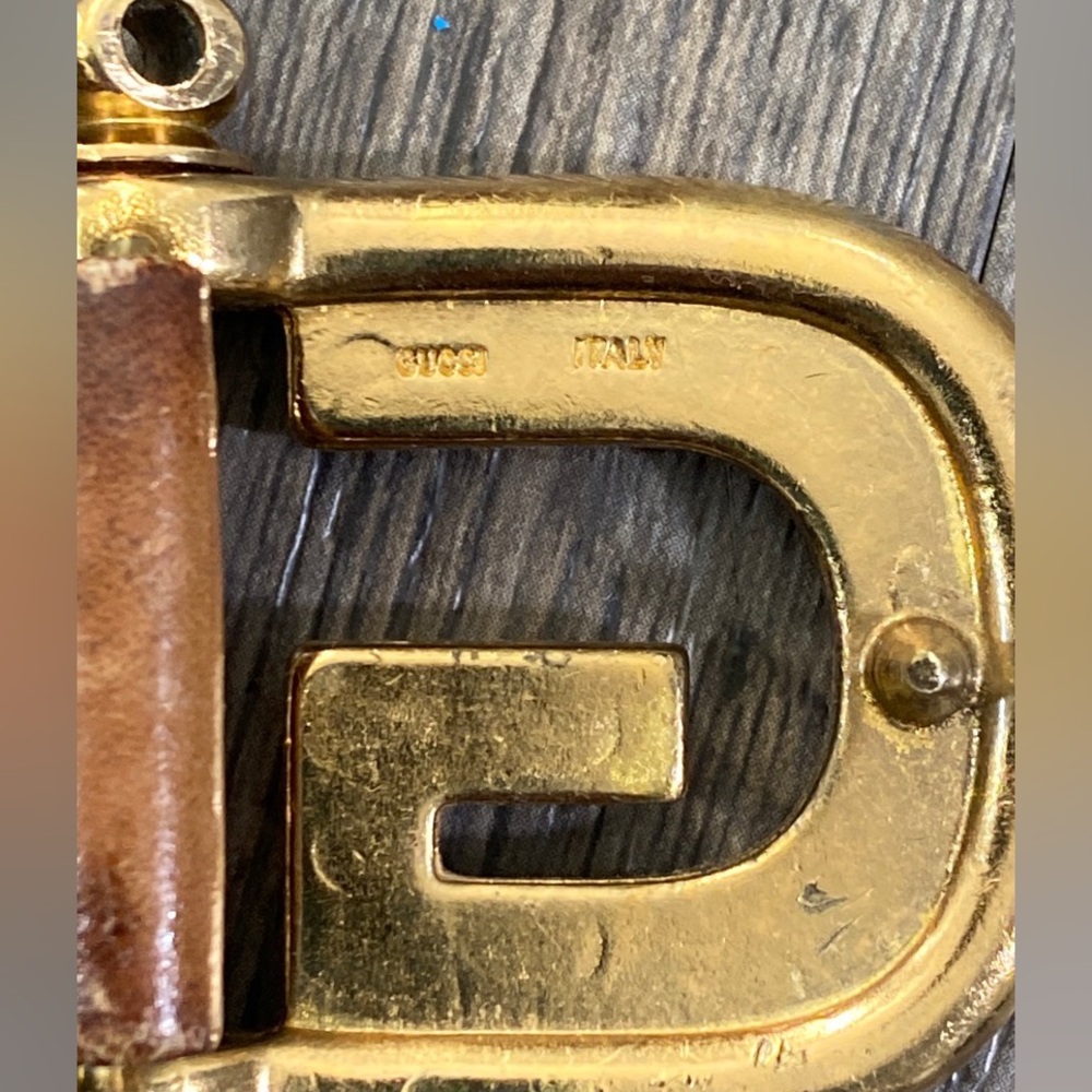 GUCCI Leather Golden Single G Vintage Brown Belt - Picture 4 of 9